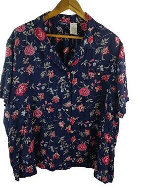 Tendency 3X Dark Navy Rose Top Plus